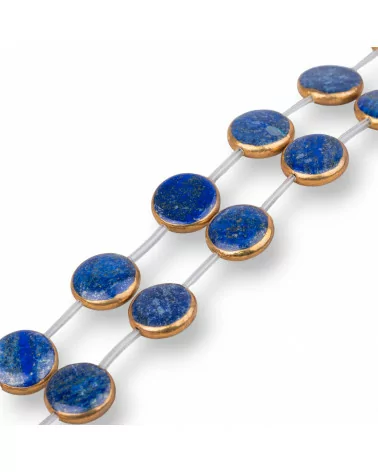 Perline A Filo Componente Di Lapislazzuli Bordato Oro Tondo Piatto Liscio 18mm 11pz-PIETRE DURE BORDATE | Worldofjewel.com