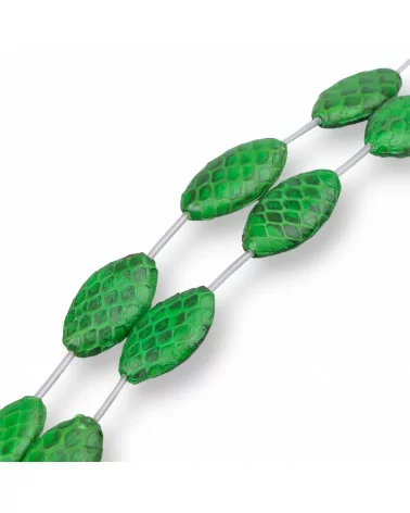 Perline A Filo Componente Di Similpelle Snake Skin Ovale Piatto 17x30mm 8pz Verde-PERLINE SNAKE SKIN | Worldofjewel.com