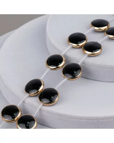 Perline A Filo Componenti Di Agata Nera Bordato Oro Tondo Piatto Liscio 20mm 10pz-PIETRE DURE BORDATE | Worldofjewel.com