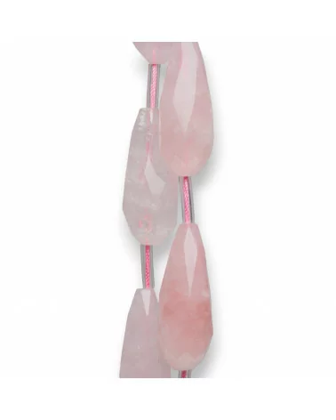 Quarzo Rosa Gocce Briolette Sfaccettate 20x50mm 6pz-QUARZO ROSA | Worldofjewel.com