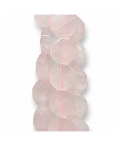 Quarzo Rosa Ottagono Piatto Sfaccettato 20mm-QUARZO ROSA | Worldofjewel.com