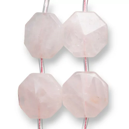 Quarzo Rosa Ottagono Piatto Sfaccettato 25mm 11pz-QUARZO ROSA | Worldofjewel.com