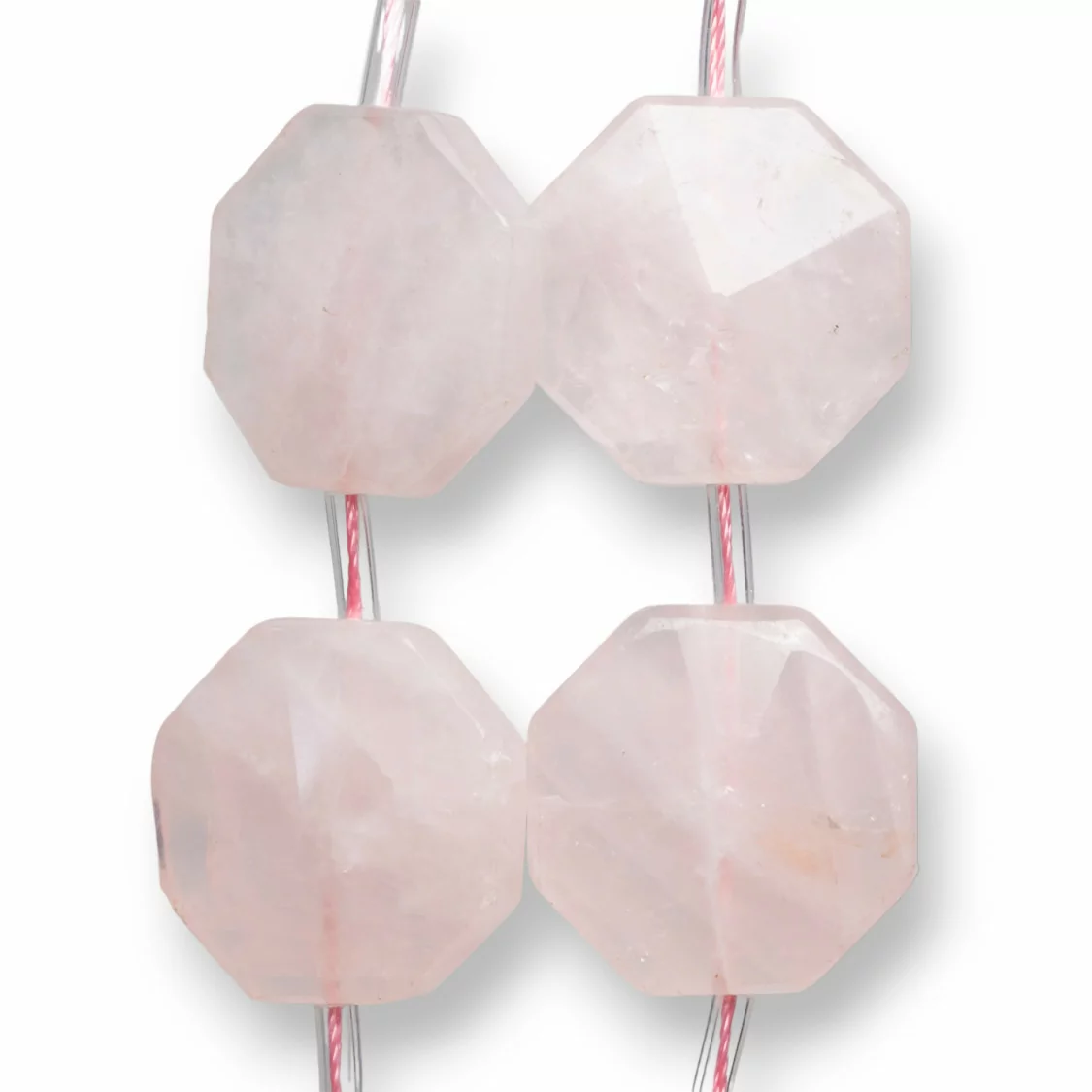 Quarzo Rosa Ottagono Piatto Sfaccettato 25mm 11pz-QUARZO ROSA | Worldofjewel.com