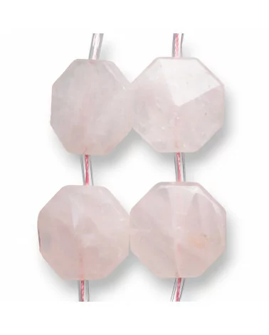 Quarzo Rosa Ottagono Piatto Sfaccettato 25mm 11pz-QUARZO ROSA | Worldofjewel.com