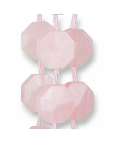 Quarzo Rosa Ottagono Piatto Sfaccettato 30mm 10pz Prima Scelta-QUARZO ROSA | Worldofjewel.com