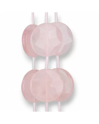 Quarzo Rosa Tondo Piatto Sfaccettato 25mm 12pz Prima Scelta Chiaro-QUARZO ROSA | Worldofjewel.com