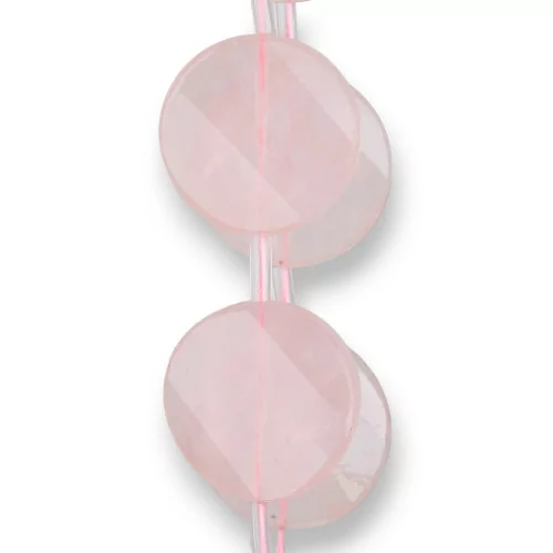 Quarzo Rosa Tondo Piatto Sfaccettato Twist 30mm 10pz Trasparente-QUARZO ROSA | Worldofjewel.com