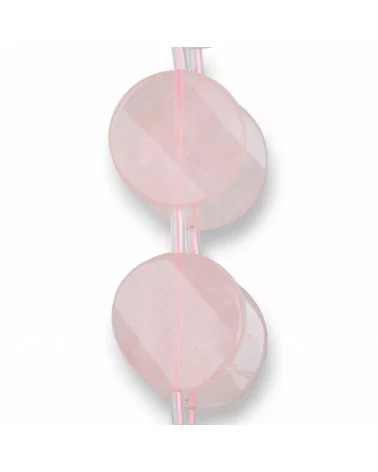 Quarzo Rosa Tondo Piatto Sfaccettato Twist 30mm 10pz Trasparente-QUARZO ROSA | Worldofjewel.com