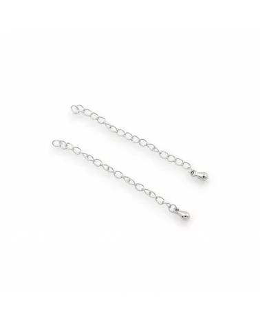 Catenina Estensione Per Collana Di Argento 925 2,5mm Lunghezza 60mm 10pz Rodiato-CATENE DI ARGENTO 925 | Worldofjewel.com