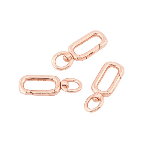 925 Silver Hook Clasp 7.5x20mm 3pcs Rose Gold