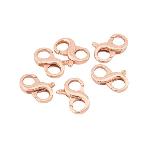 925 Silver Infinity Hook Clasp 8x12mm 6pcs Rose Gold