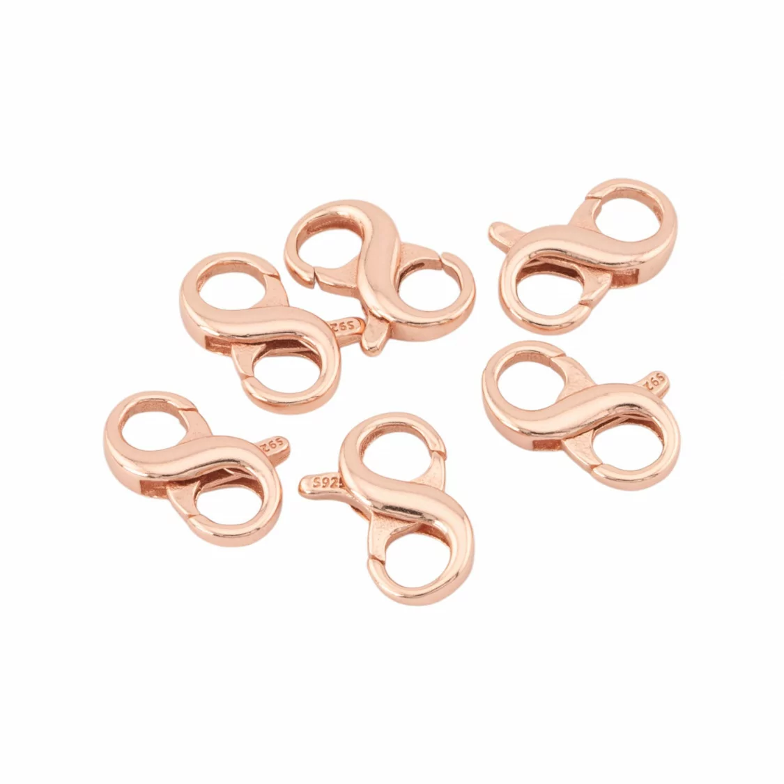 Chiusura A Gancio Di Argento 925 Infinito 8x12mm 6pz Oro Rosa-CHIUSURE DI ARGENTO | Worldofjewel.com