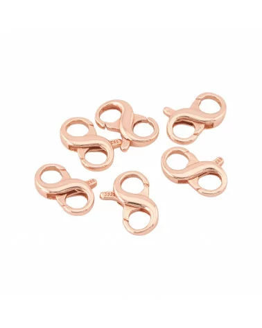 Chiusura A Gancio Di Argento 925 Infinito 8x12mm 6pz Oro Rosa-CHIUSURE DI ARGENTO | Worldofjewel.com