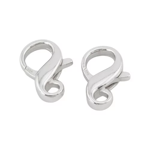 925 Ασημί Infinity Lobster κούμπωμα 12x18mm 2τμχ Ροδίου