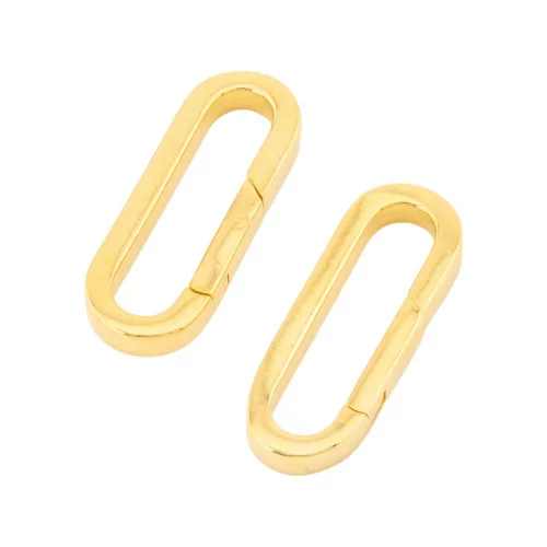 925 Silver Snap Clasp Oval 8x22mm 2pcs Gold