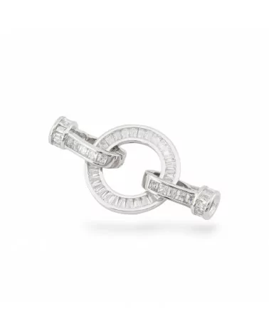 Chiusure Di Argento 925 Con Zirconi 16,5mm Tondo 1pz Rodiato-CHIUSURE DI ARGENTO | Worldofjewel.com