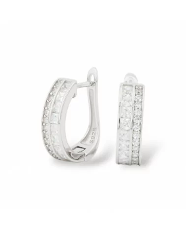 Orecchini Perno Chiuso Di Argento 925 Con Zirconi Micropave' 5x15,5mm 1 Paio Rodiato Bianco-ARGENTO 925 DESIGN ITALY | Worldofjewel.com