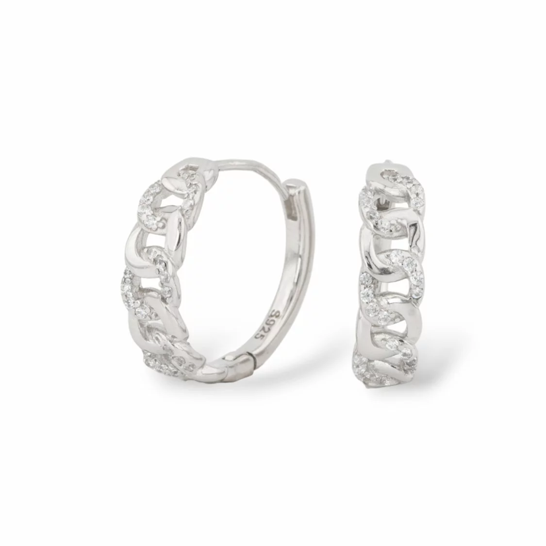 Orecchini Perno Di Argento 925 A Cerchietto Zirconato 5x18mm Rodiato-ARGENTO 925 DESIGN ITALY | Worldofjewel.com