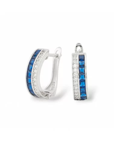 Orecchini Perno Chiuso Di Argento 925 Con Zirconi Micropave' 5x15,5mm 1 Paio Rodiato Blu Zaffiro-ARGENTO 925 DESIGN ITALY | Worldofjewel.com