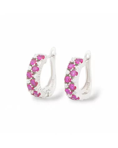 Orecchini Perno Chiuso Di Argento 925 Con Zirconi Micropave' 5x15,5mm 1 Paio Rodiato Rosso Ruby-ARGENTO 925 DESIGN ITALY | Worldofjewel.com