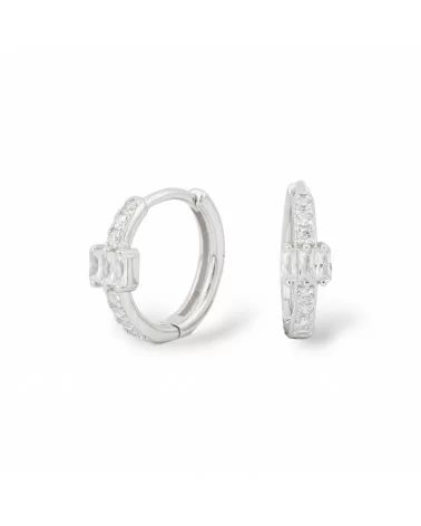 Orecchini Perno Chiuso Di Argento 925 Con Zirconi Micropave' 6x16mm 1 Paio Rodiato Bianco-ARGENTO 925 DESIGN ITALY | Worldofjewel.com