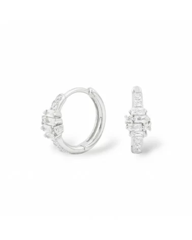 Orecchini Perno Chiuso Di Argento 925 Con Zirconi Micropave' 5,5x16mm 1 Paio Rodiato Bianco-ARGENTO 925 DESIGN ITALY | Worldofjewel.com