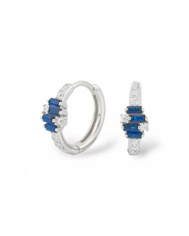 Orecchini Perno Chiuso Di Argento 925 Con Zirconi Micropave' 5,5x16mm 1 Paio Rodiato Blu Zaffiro-ARGENTO 925 DESIGN ITALY | Worldofjewel.com