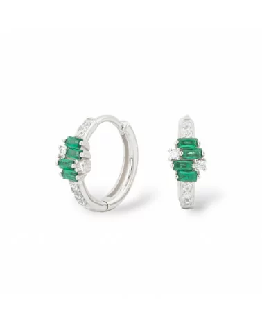 Orecchini Perno Chiuso Di Argento 925 Con Zirconi Micropave' 5,5x16mm 1 Paio Rodiato Verde Smeraldo-ARGENTO 925 DESIGN ITALY | Worldofjewel.com