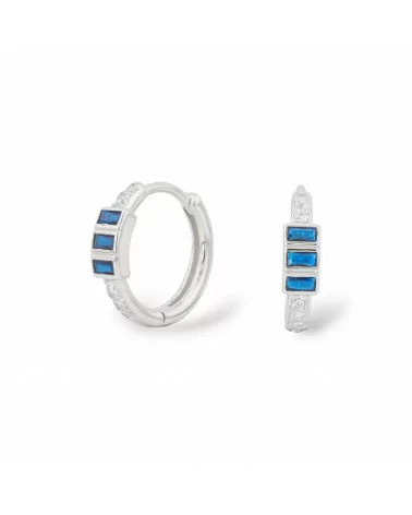 Orecchini Perno Chiuso Di Argento 925 Con Zirconi Micropave' 7x15mm 1 Paio Rodiato Blu Zaffiro-ARGENTO 925 DESIGN ITALY | Worldofjewel.com