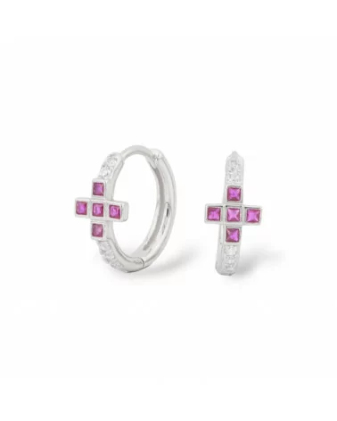 Orecchini Perno Chiuso Di Argento 925 Con Zirconi Micropave' 7x15mm 1 Paio Rodiato Rosso Ruby-ARGENTO 925 DESIGN ITALY | Worldofjewel.com