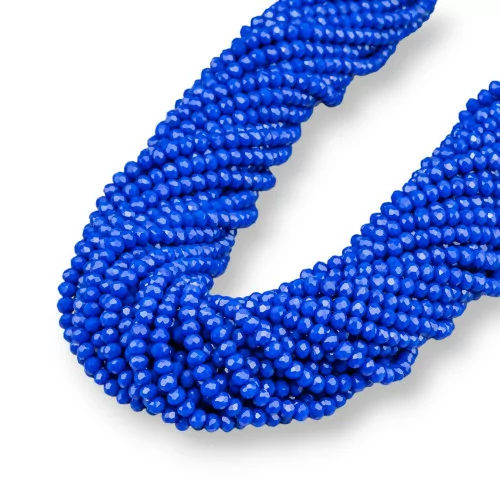 Crystal Beads Faceted Rondelle 4x3mm 100 STRANDS σε βαμβακερό νήμα Bluette έτοιμο προς χρήση