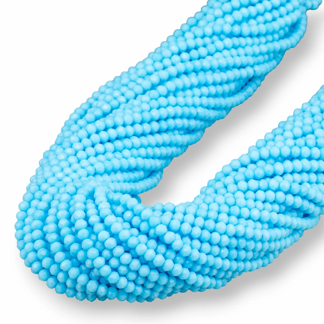 Perline Di Cristalli Rondelle Sfaccettate 4x3mm 100 FILI Su Filo Di Cotone Pronti all'uso Azzurro Pieno-CRISTALLI CONFEZIONE INGROSSO | Worldofjewel.com