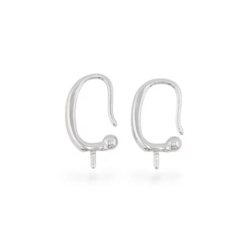 925 Silver Earring Backs 9x13mm 4 Pairs Rhodium Plated