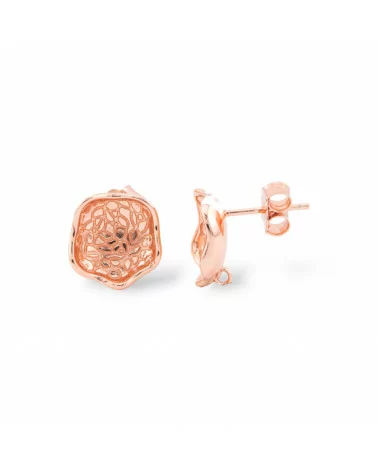 Base Per Orecchini A Perno Di Argento 925 Fantasia 13mm 2 Coppie Oro Rosa-BASI DI ARGENTO 925 | Worldofjewel.com