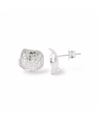 Base Per Orecchini A Perno Di Argento 925 Fantasia 13mm 2 Coppie Rodiato-BASI DI ARGENTO 925 | Worldofjewel.com