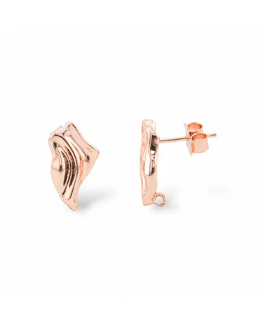 Base Per Orecchini A Perno Di Argento 925 Fantasia 9x16mm 2 Coppie Oro Rosa-BASI DI ARGENTO 925 | Worldofjewel.com