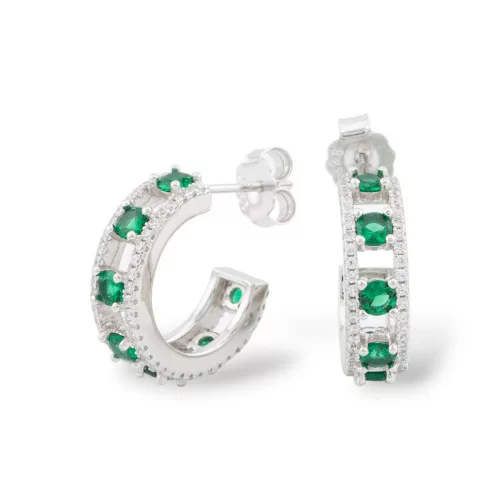 Boucles D'oreilles En Argent 925 Collection Aurora Avec Zircons Verts