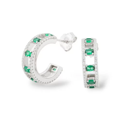 925 Silver Earrings Aurora Collection With Green Zircons