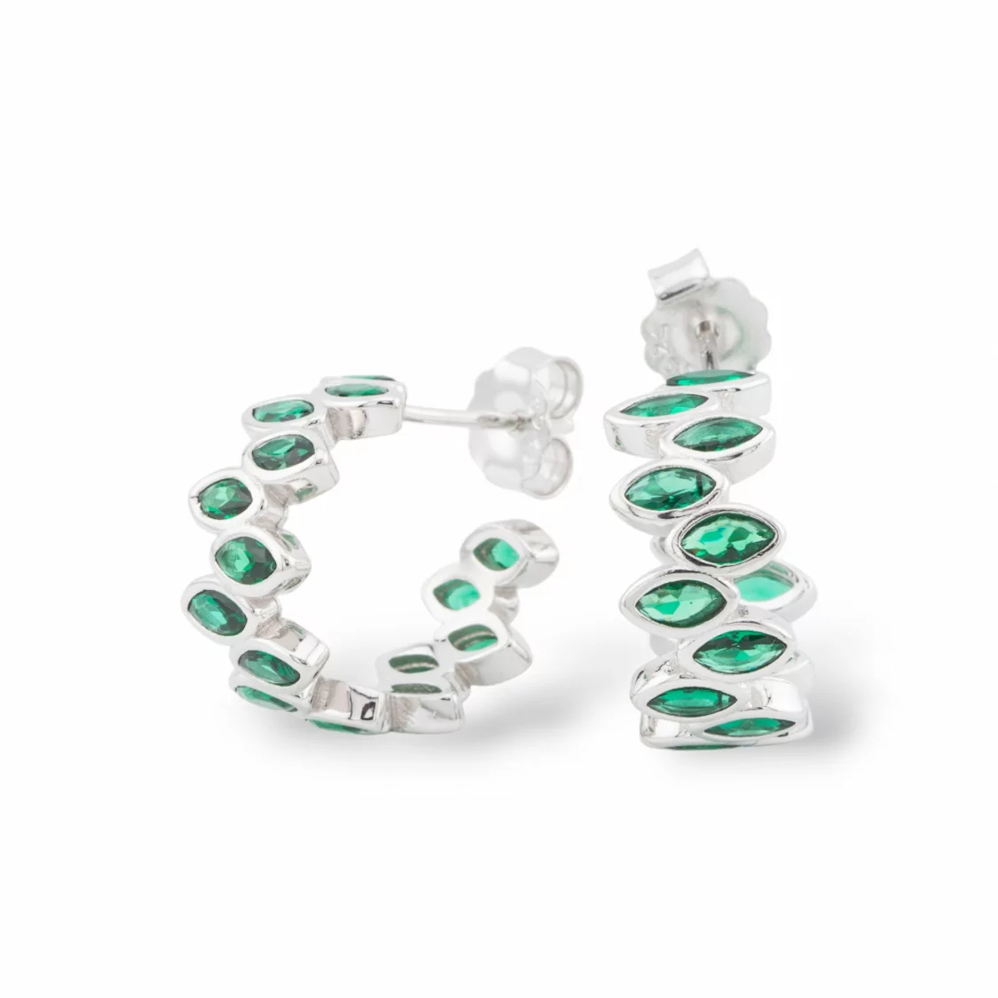 Orecchini Di Argento 925 Collezione Aurora Con Zirconi Verde-COLLEZIONE AURORA | Worldofjewel.com