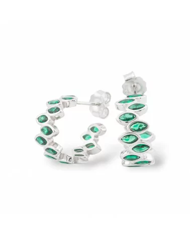 Orecchini Di Argento 925 Collezione Aurora Con Zirconi Verde-COLLEZIONE AURORA | Worldofjewel.com