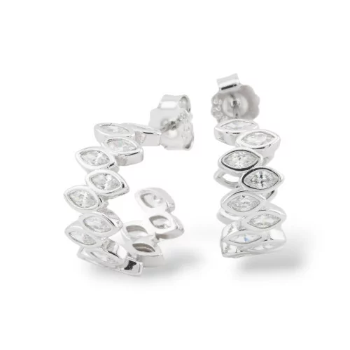 Collection Aurora Boucles D'oreilles En Argent 925 Avec Zircons Blancs