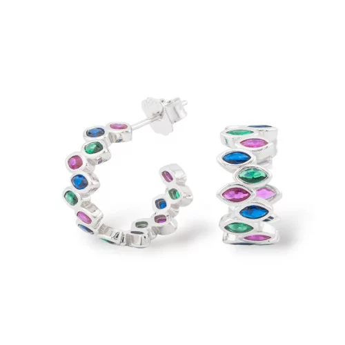 925 Silver Earrings Aurora Collection With Multicolor Zircons