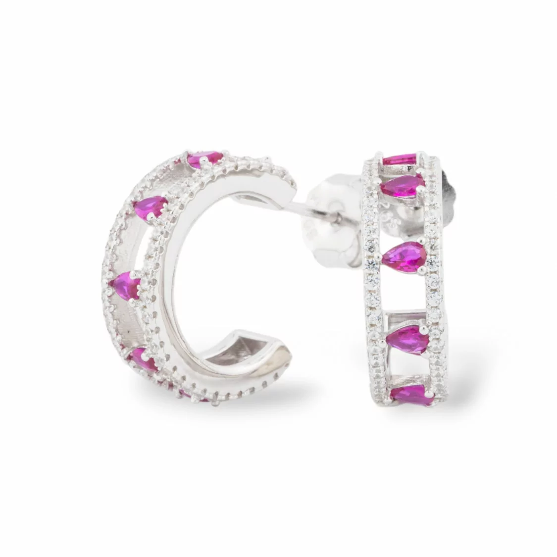 Orecchini Di Argento 925 Collezione Aurora Con Zirconi Rosso-COLLEZIONE AURORA | Worldofjewel.com