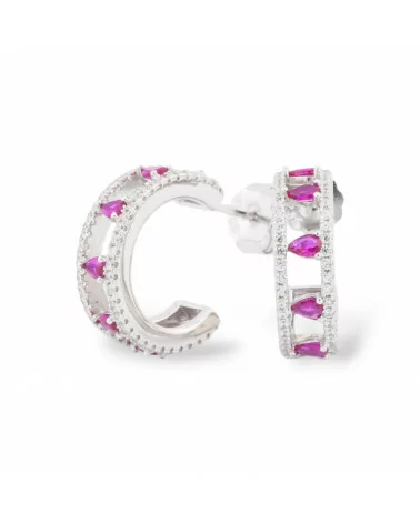 Orecchini Di Argento 925 Collezione Aurora Con Zirconi Rosso-COLLEZIONE AURORA | Worldofjewel.com