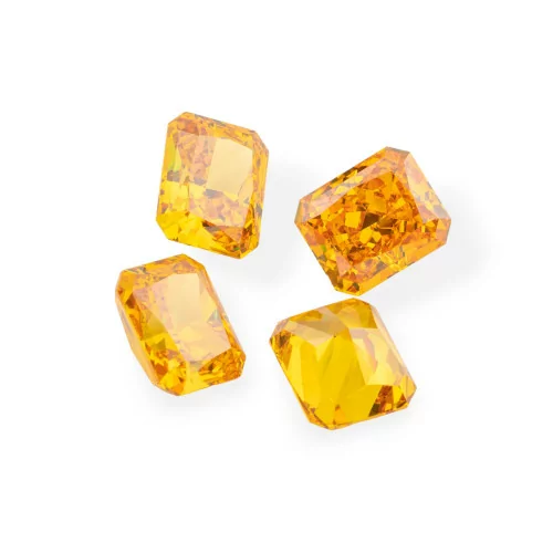 Gem Synthetic Corundum Created Corundum Rectangular Cut 10x12mm 4pcs Yellow Topaz