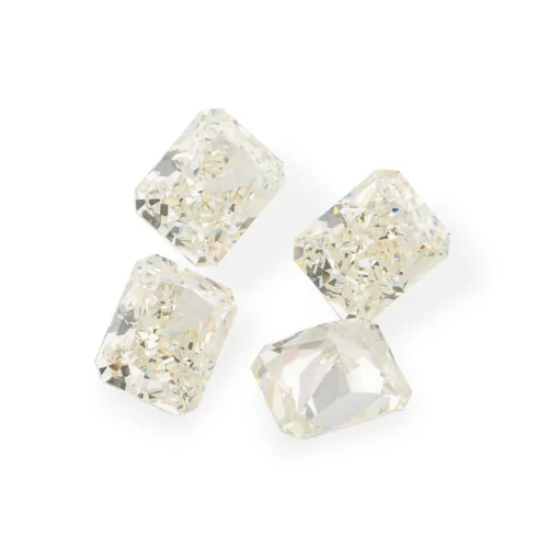 Gem Synthetic Corundum Created Corundum Rectangular Cut 8x10mm 4pcs Diamond White