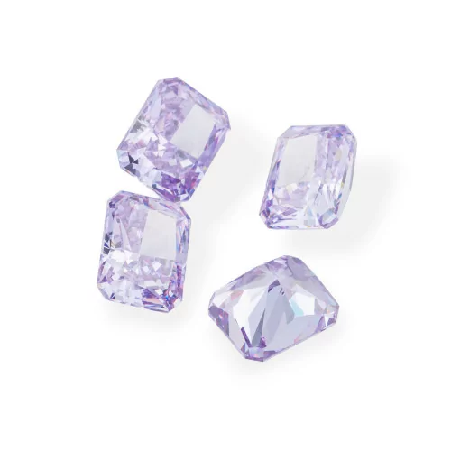 Gem Synthetic Corundum Created Corundum Rectangular Cut 8x10mm 4pcs Lavender