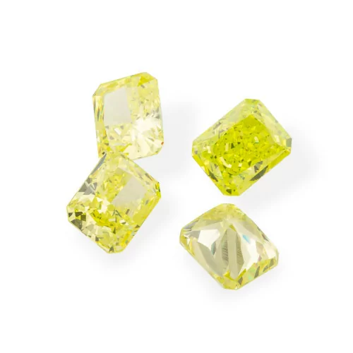 Gem Synthetic Corundum Created Corundum Rectangular Cut 8x10mm 4pcs Lemon