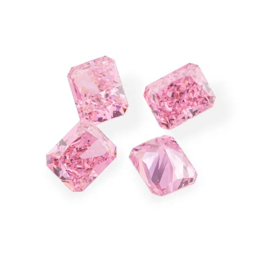 Gem Synthetic Corundum Created Corundum Rectangular Cut 8x10mm 4pcs Pink