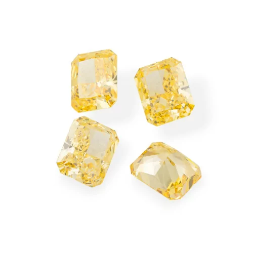 Pierre précieuse de corindon synthétique, corindon créé, coupe rectangulaire, 8x10mm, 4 pièces, citrine jaune